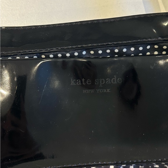 Kate Spade New York Black White Anisha Tote Patent Leather Nylon Chevron Handbag - Picture 4 of 4
